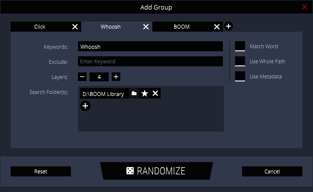Add Group dialog