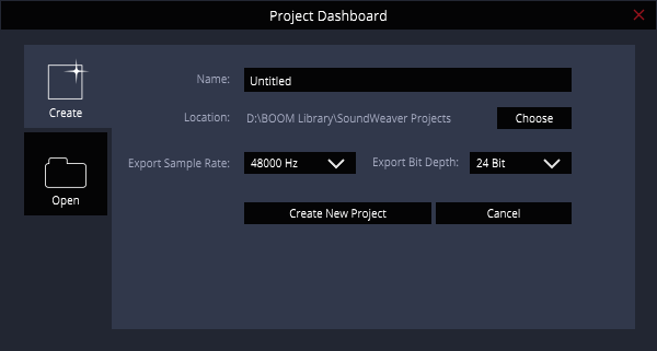 Project Dashboard – Create